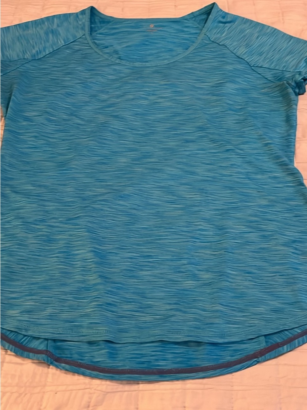Athleta Teal Space-Dye Short Sleeve Performance Tee